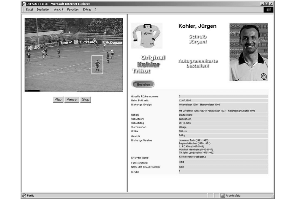 Figure 7 : User Interface of the VisualShock Movie System (cited in Finke, 2005, p. 61)